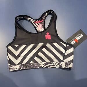 Iron Man Black and White Patterned Sports Bra